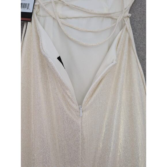 La Femme Sleeveless Maxi Dress Size 00 White Gold Gown Prom Wedding #28363 NWT - Picture 5 of 8